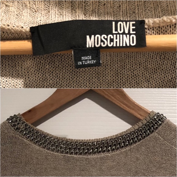 LOVE MOSCHINO: Embellished Short/S Sweater Sz; L - Picture 4 of 6